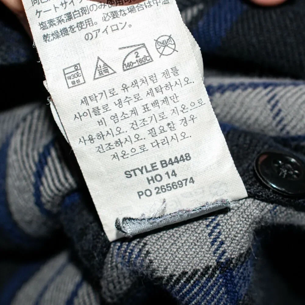 Wallace & Barnes Flannel Shirt Gray Blue Plaid Button up SMALL